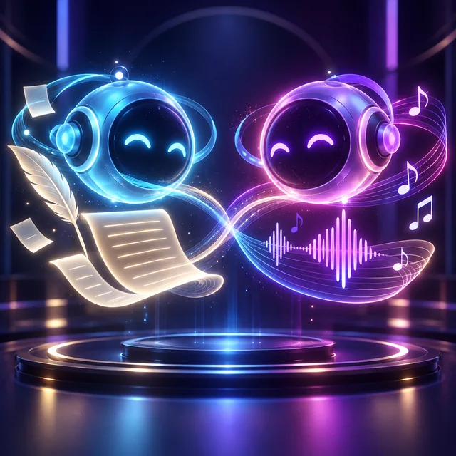 Ilustração de agentes de inteligência artificial para música