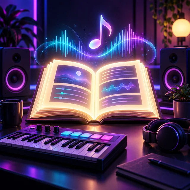 Ilustração de um guia rápido para criação musical no Suno