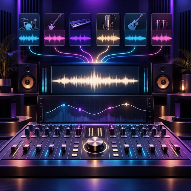 Ilustração de template de masterização musical